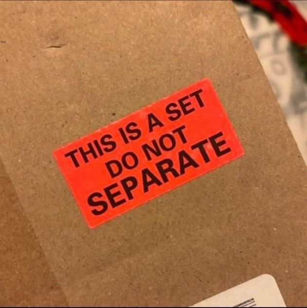 A box with the stamp "This is a set DO NOT SEPARATE"