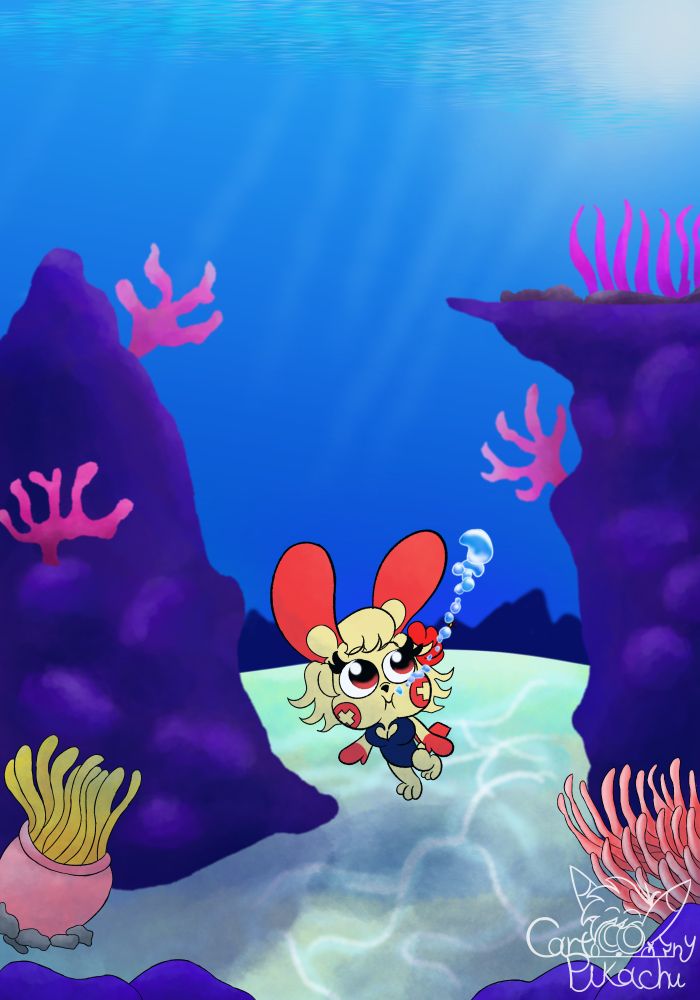 I know i haven't drawn any underwater art for a while, so here's one.

Hibi as a water lover, explores the view in the ocean.