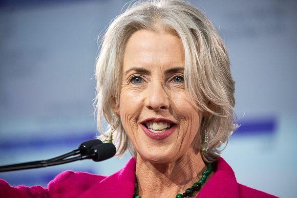 Photo of Rosalie Woodruff, the leader of the Tasmanian Greens, on election night July 19, 2025.