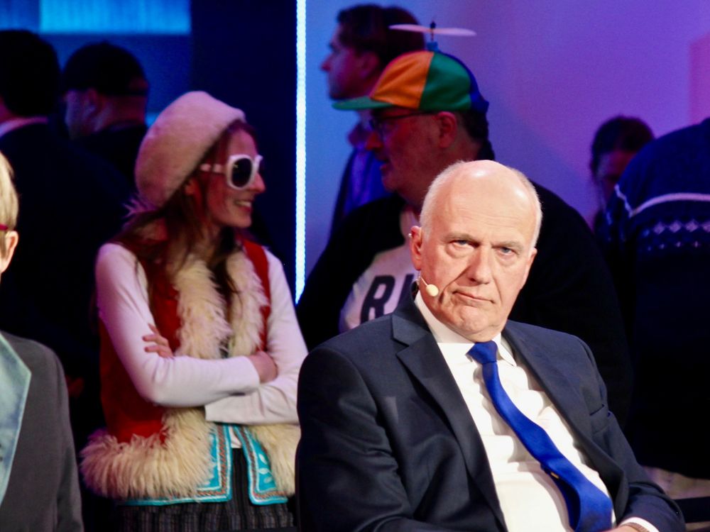 Eric Abetz on the ABC TV panel in a public tally room