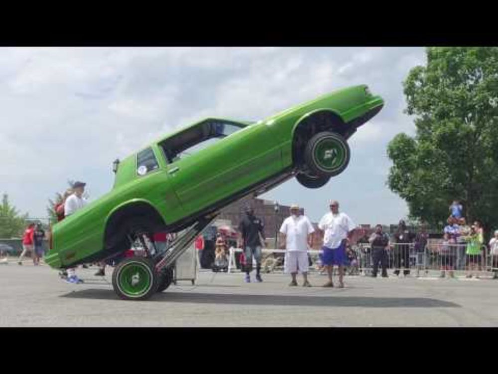 slow motion lowrider hopping