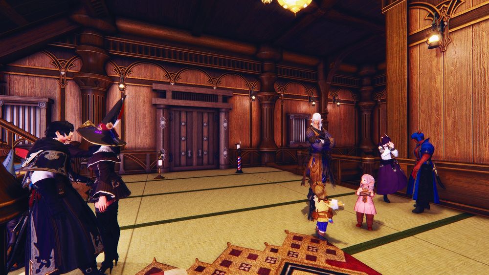 Morta harasses James. Tataru and Krile speak with Estinien. Yumi and M'loric converse.