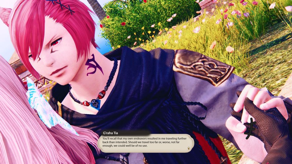 Raha's eyes open as he looks at her. His thumb is gently caressing her hand.

Raha: You'll recall that my own endeavors resulted in me traveling further back than was intended. Should we travel too far, or worse, not far enough, we could well be of no use.