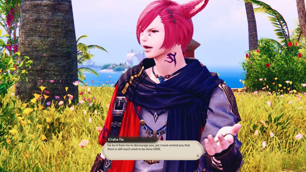 Raha straightens up and looks at her determinedly.

Raha: Far be it from me to discourage you, yet I must remind you that there is still much work to be done HERE.