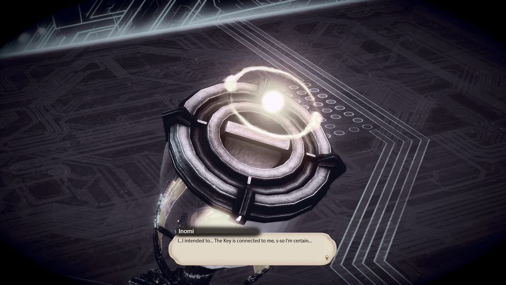 An image of the Key being activated. Azem's symbol is seen above it.

Inomi: I...I intended to... The Key is connected to me, s-so I'm certain...