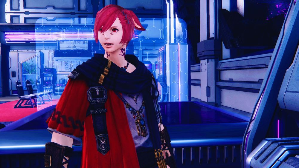 Raha looks at Linh in surprise. His eyes are wide while his ears have flattened against his skull.