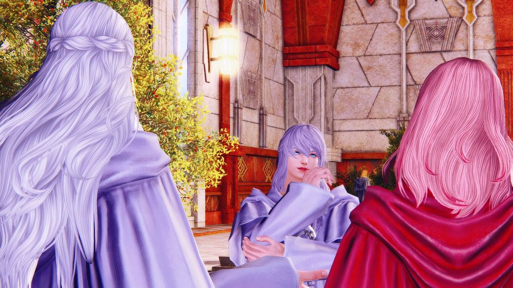 Alternative angle facing Selene and Venat's back to better show Themis' expression.