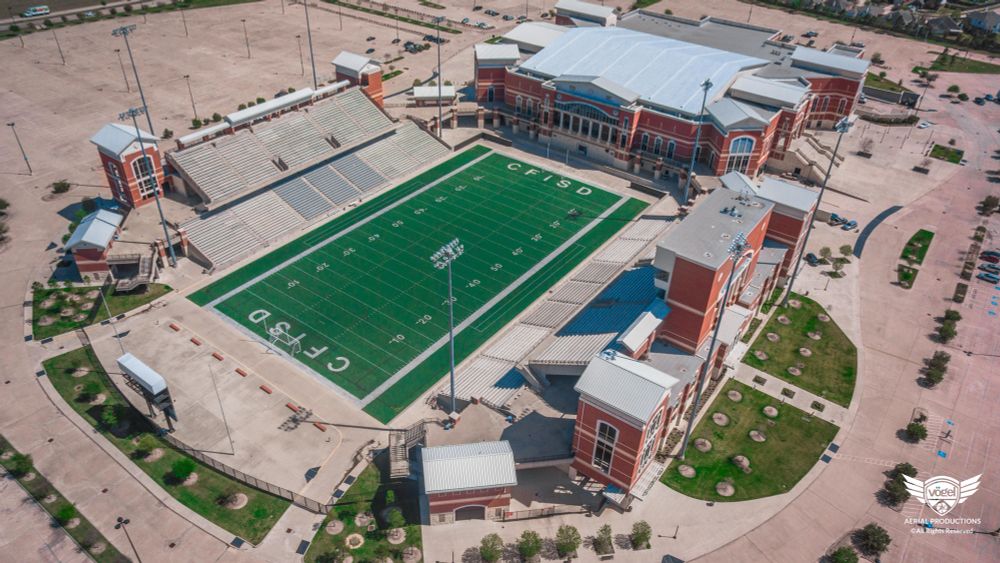 A picture of Cy-Fair FCU Stadium next to Berry Center