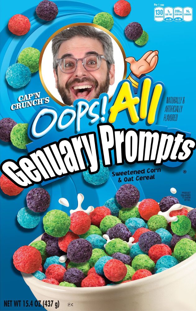 oops all berries meme with photo of Daniel Shiffman and the text "Oops All Genuary Prompts"