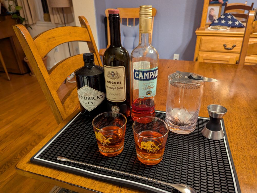 Negroni and components on a mat