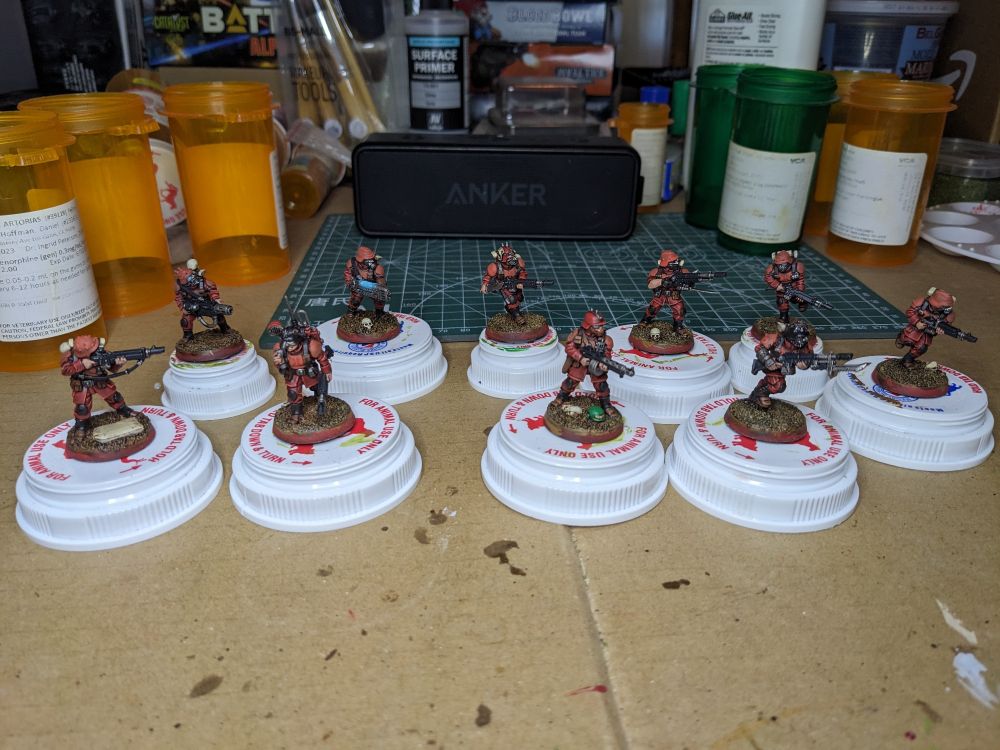 WIP Blood Pact infantry squad. They are in the middle of getting highlighted.
