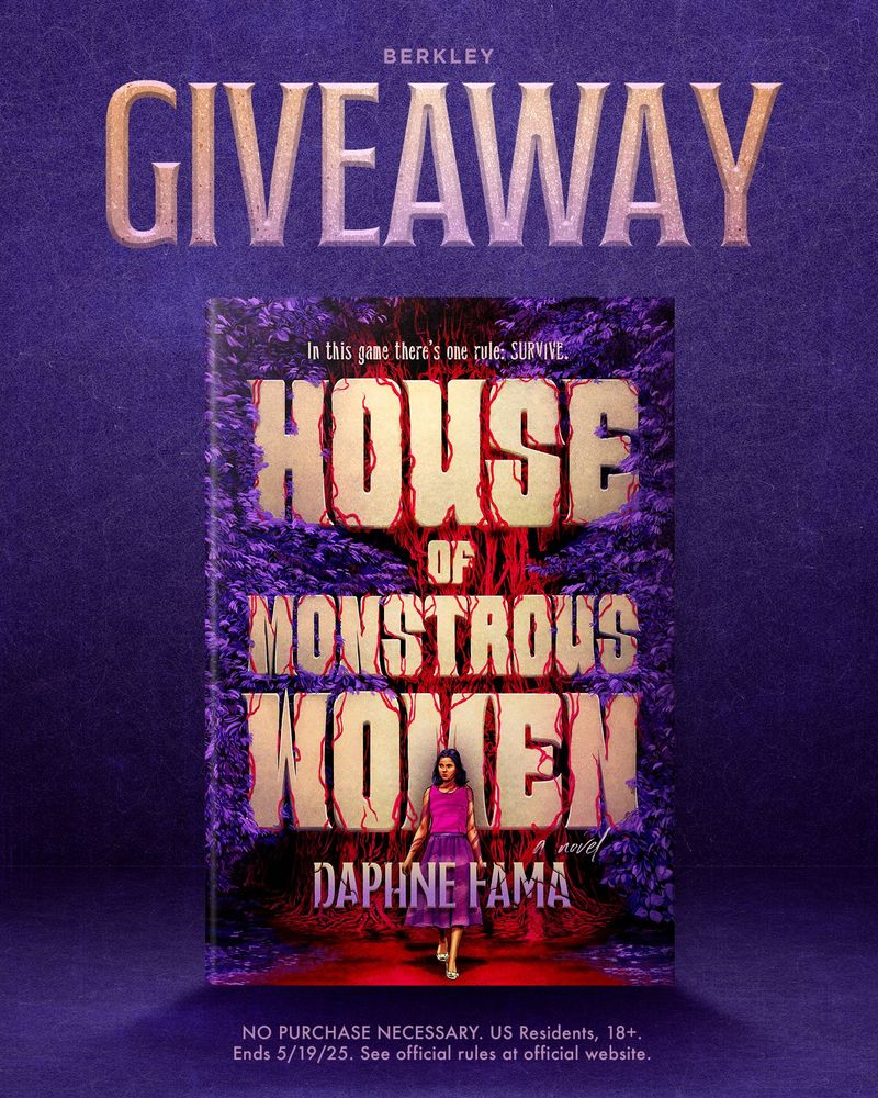 Image of the House of Monstrous Women book against a purple background with the words "Berkley GIVEAWAY" above it