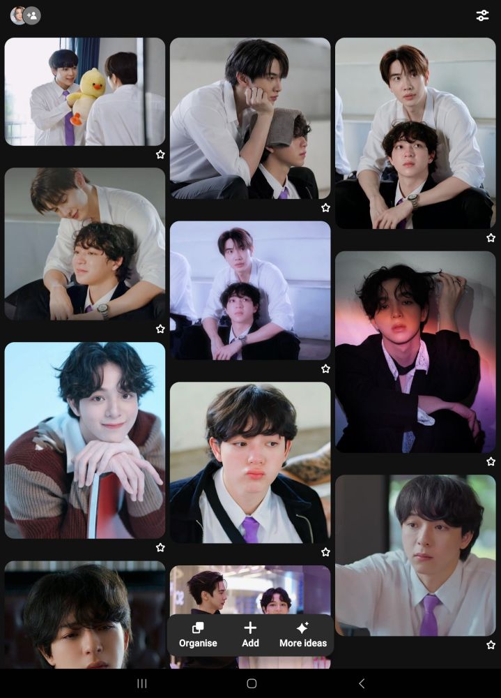 Screenshot of a Pinterest board filled with pictures of Johan and North from the Thai series "forever you" 