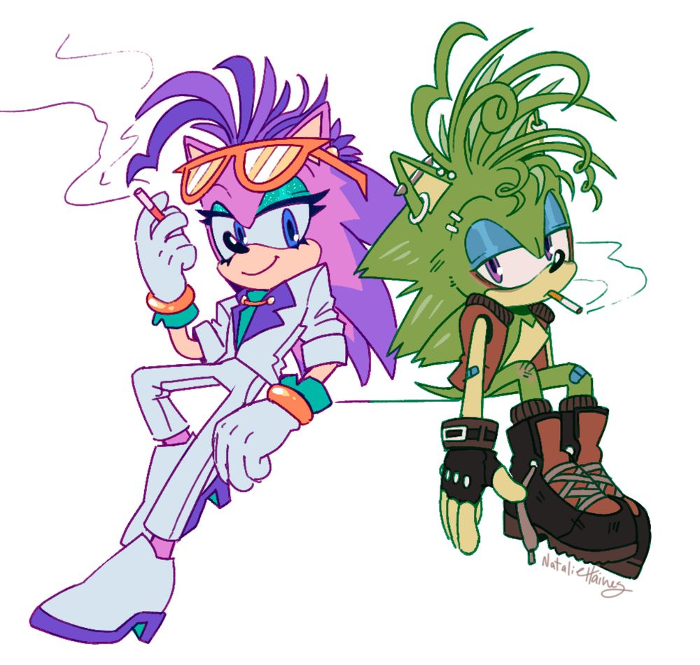 Redesigns of Sonia and Manic the Hedgehog from Sonic Underground