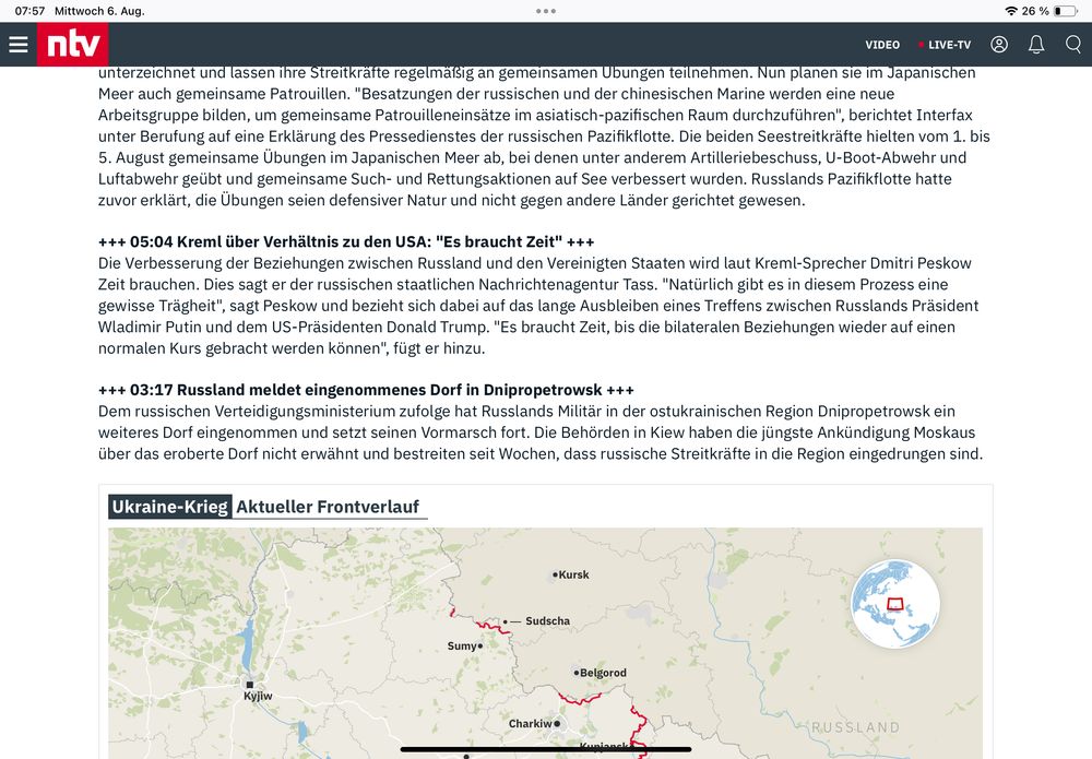 Ticker Meldung von NTV als Nachweis.