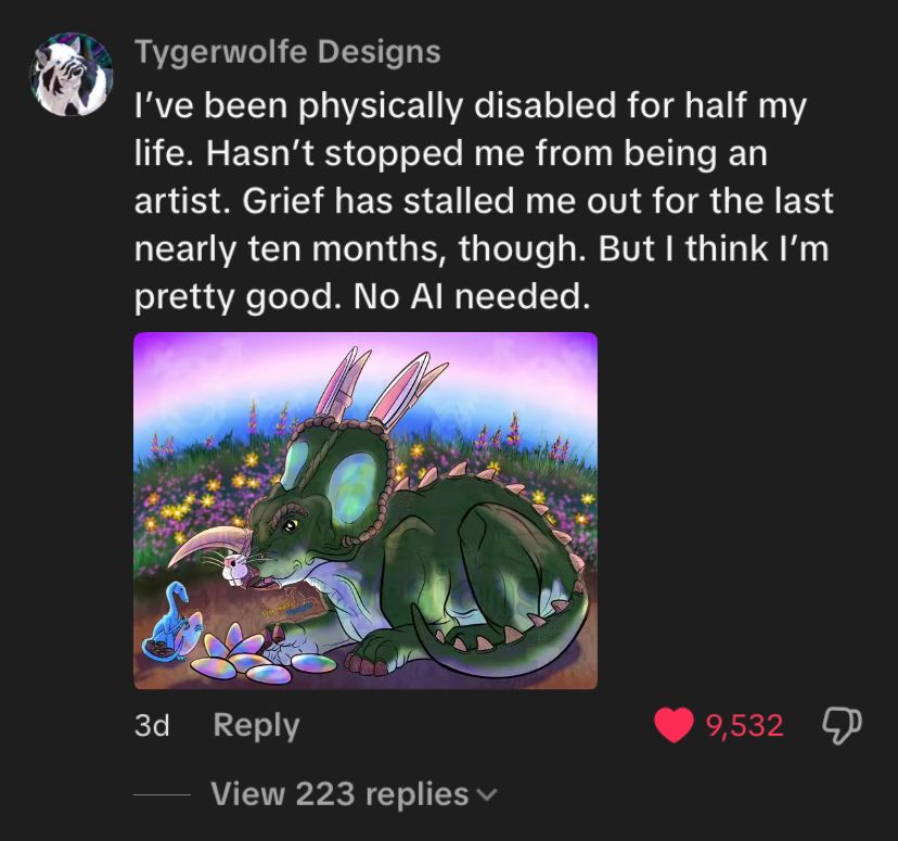 See alt text in first post in thread for a description of the original image. I think this is the final count. Over 9.5k likes & 225 comments! 