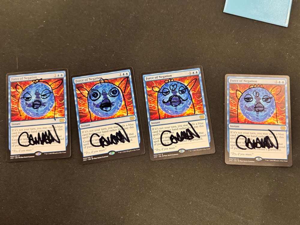 I drew so many furbies and defaced a million Force of Negations 