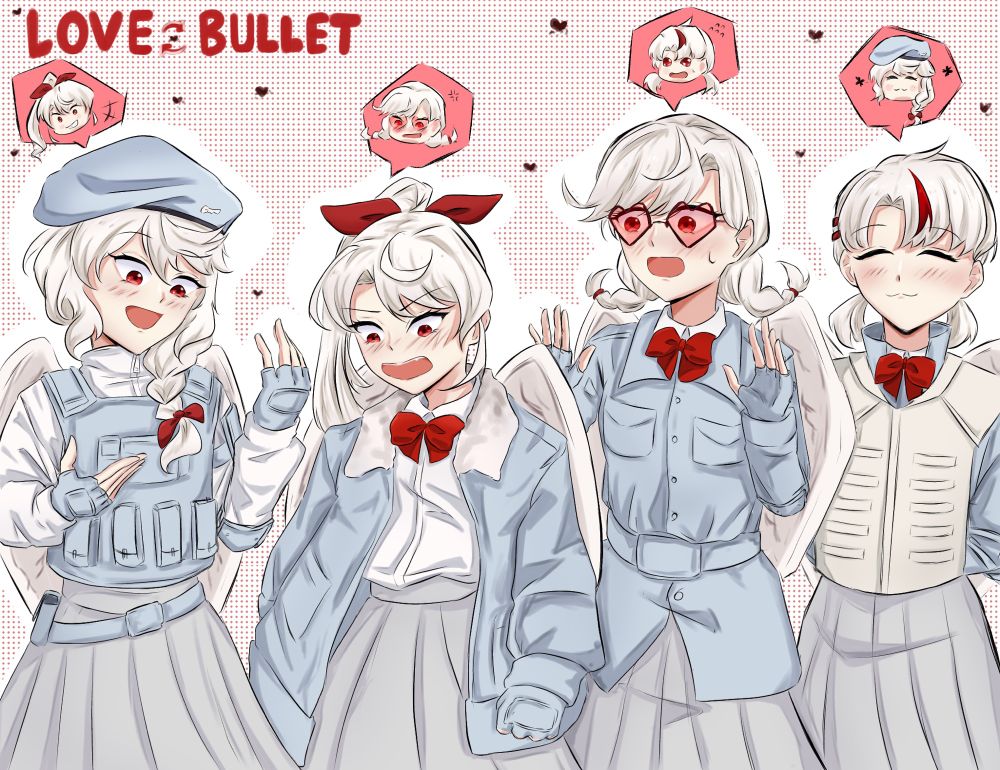 Body swap with Love Bullet!
Chiyo > Kanna
Ena > Chiyo
Koharu > Ena
Kanna > Koharu

Perhaps this is my second time I draw something like this. I like body swap/reverse theme! I like to see that character do something out of character like it fun to see what if they do,act like this and I also found art that draw wataoshi in body swap(?) so I wanna draw one too! But with Love Bullet series 
I hope you like it!