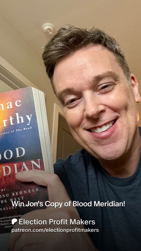 Jon Kimball holds a copy of Blood Meridian 