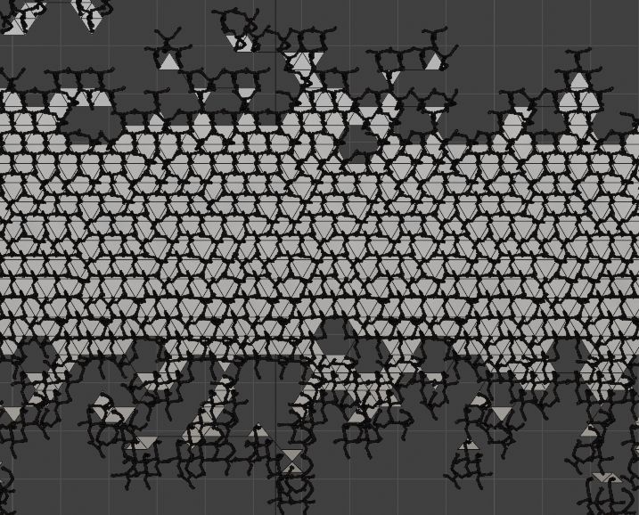 Triangle grid with simple Laminin molecules on top.