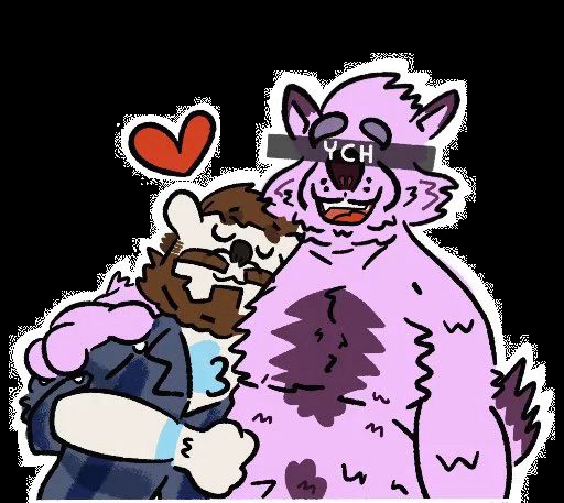 my fursona hugging a big YCH pink/purple fur