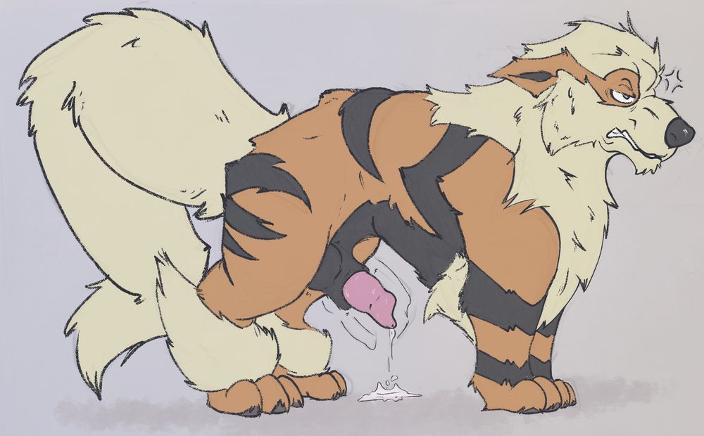 An Arcanine frustrated that he's so pent up. Throbbing shaft and knotted sheath, his head dripping pre-cum.