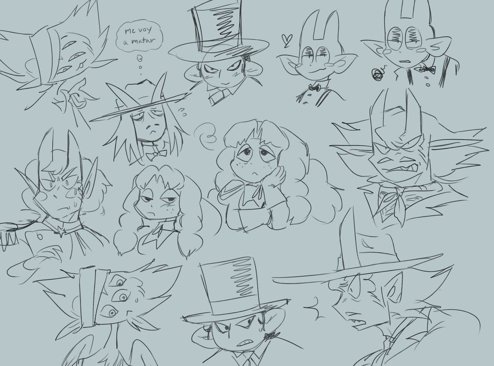 Lots of quick busts of my OCs, including Nimrod, Baxter, Wesley, Clyde, Alex, Mary and Julio.