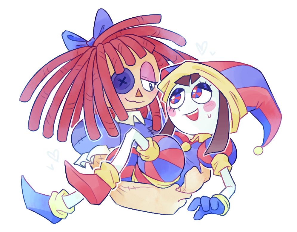 Ragatha holding Pomni from the Amazing Digital Circus in her arms. Whereas Pomni's a bit flustered and embarrassed, Ragatha's demeanor is warm and gentle. I was a day-one Ragapom enjoyer...