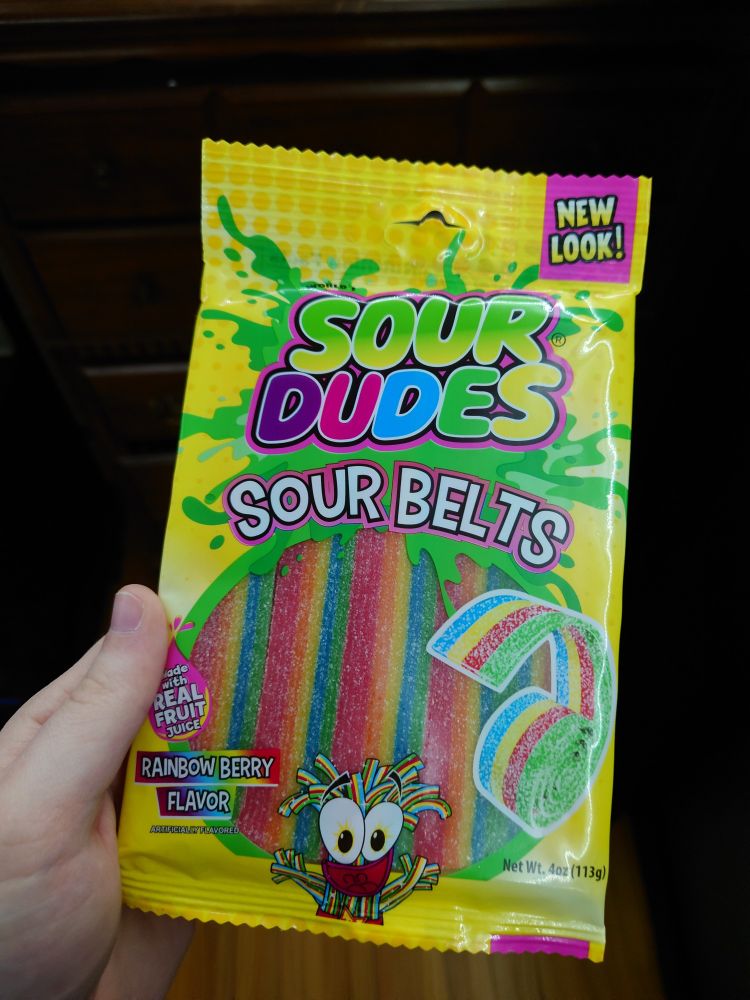 Sour Dudes Sour Belts. Essentially the dollar store version of Airheads Xtremes
