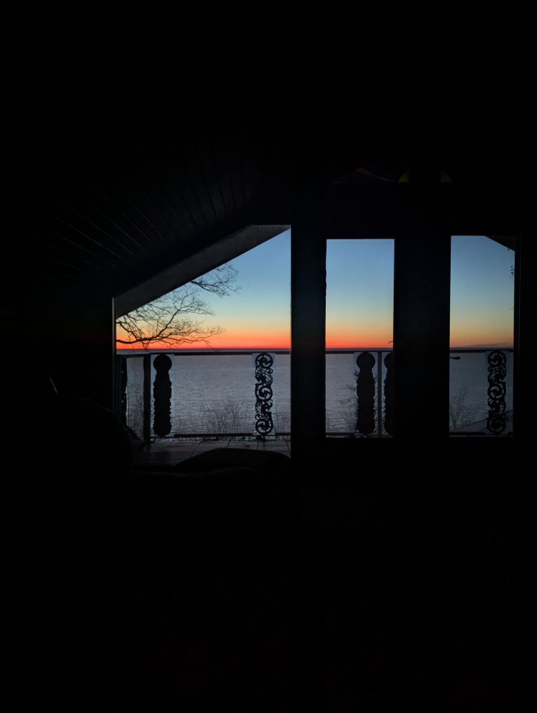 Sunrise through a window