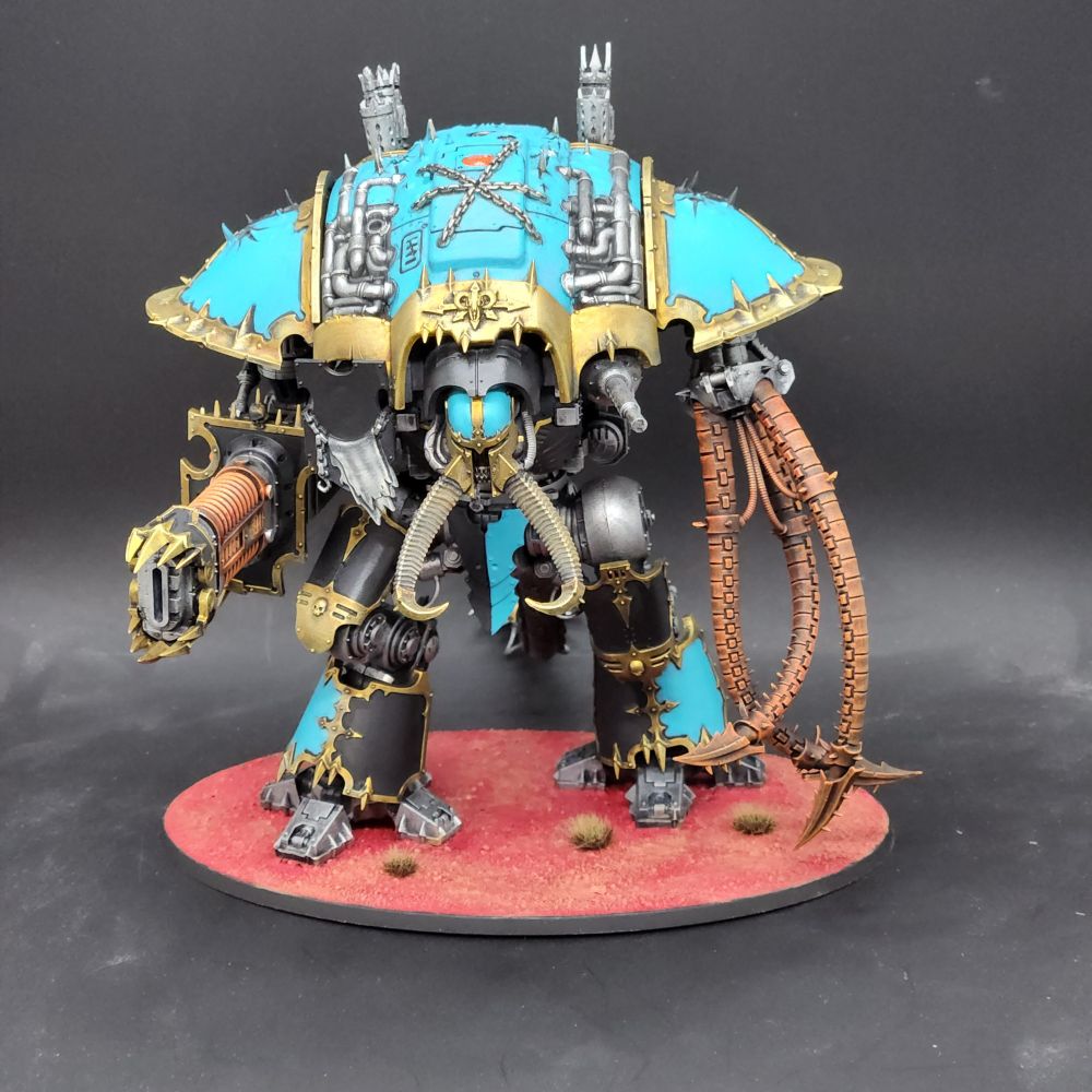 Knight Abominant painted arcane blue and black with gold trim.
