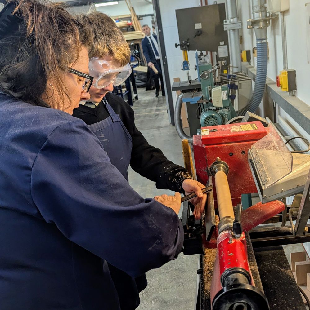 Mrs Reid working with a young person