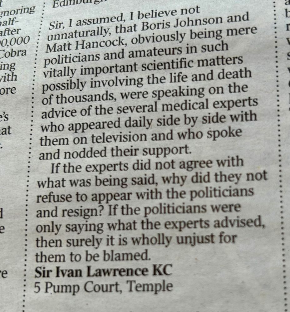 Letter in the Times from Sir Ivan Lawrence KC