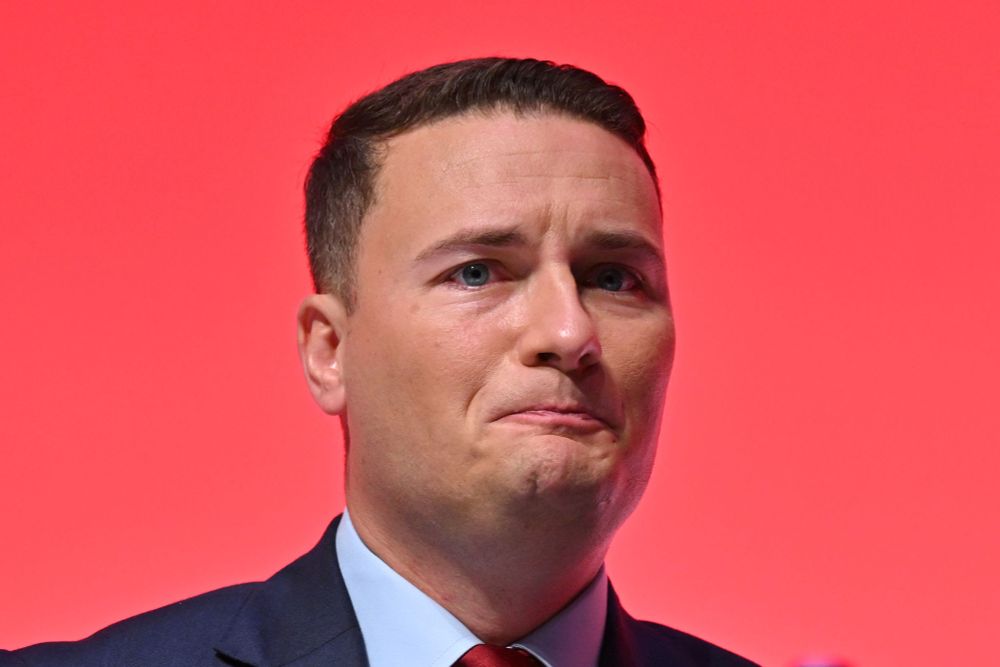 A photo of Labour Health Secretary and genocideer Wes Streeting on the verge of tears.