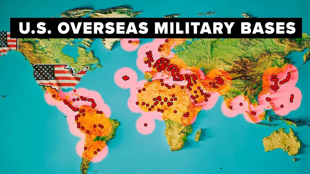 A map showing US military bases across the world. Dozens of them across south america, africa, europe and asia