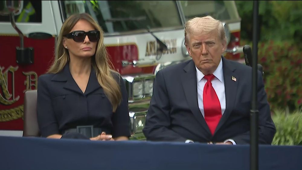 Melania Trump with her husband at the 2025 memorial service for 9/11