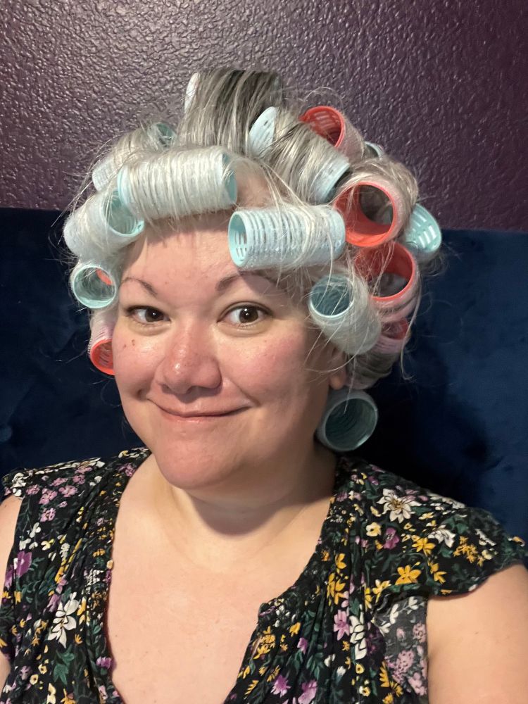 Editor in large Velcro curlers