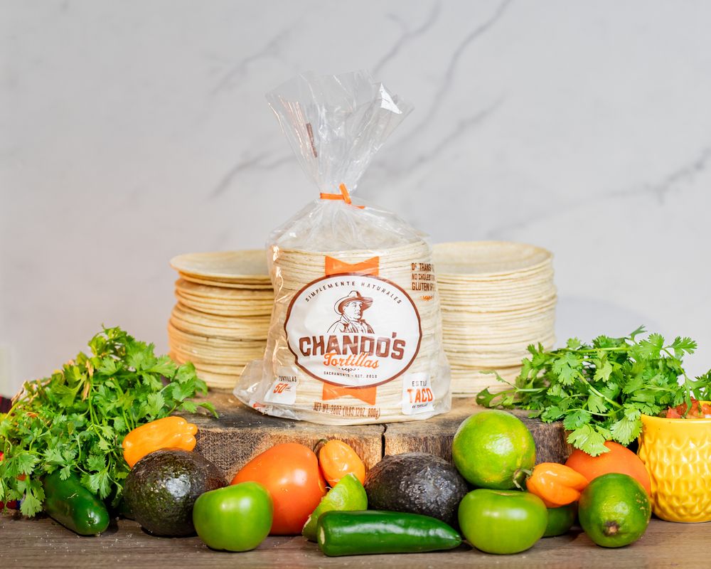Product Photography: Chando's Taco packaged tortilla's that they sell
