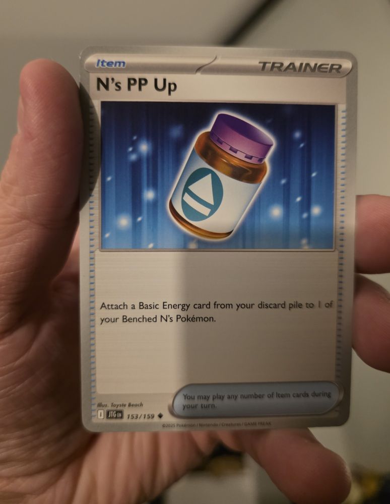 Trading card from the Pokémon: Journey Together set, titled "N's PP Up"