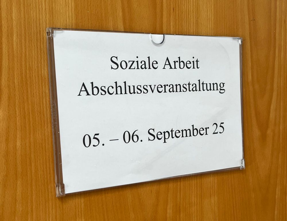 Schild der Abschlussveranstaltung 