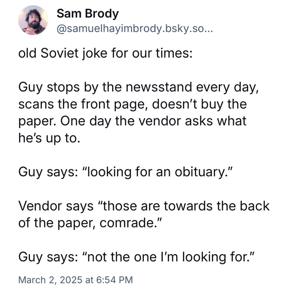 Old soviet joke about newspaper obituary