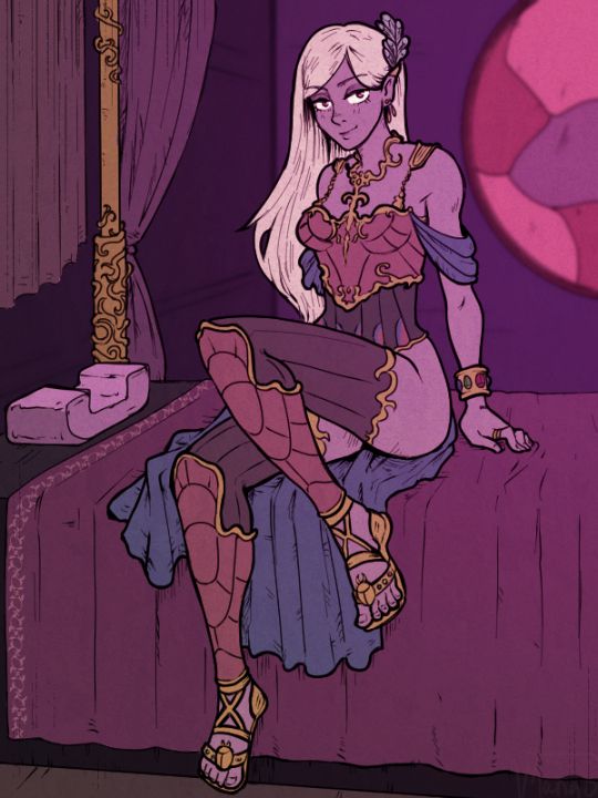 purple mage ven with white hair. wearing slightly sexy mage armor