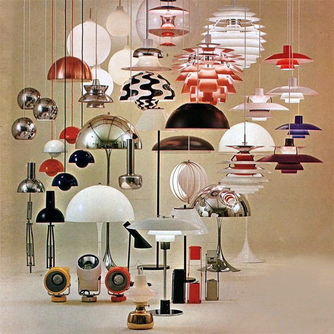 An assortment of space age lamps 