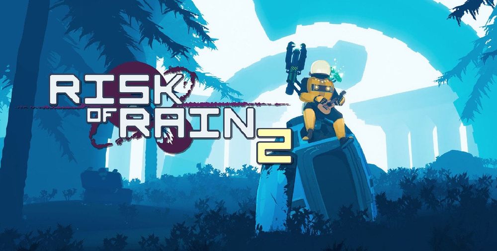 Cover art for Risk of Rain 2, developed by Hopoo Games and published by Gearbox Publishing. 