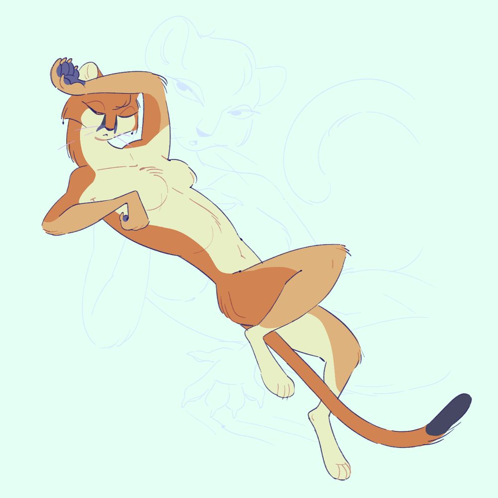 A digital illustration of an anthropomorphic cougar woman. She is reclining dramatically with her arm held over her head.