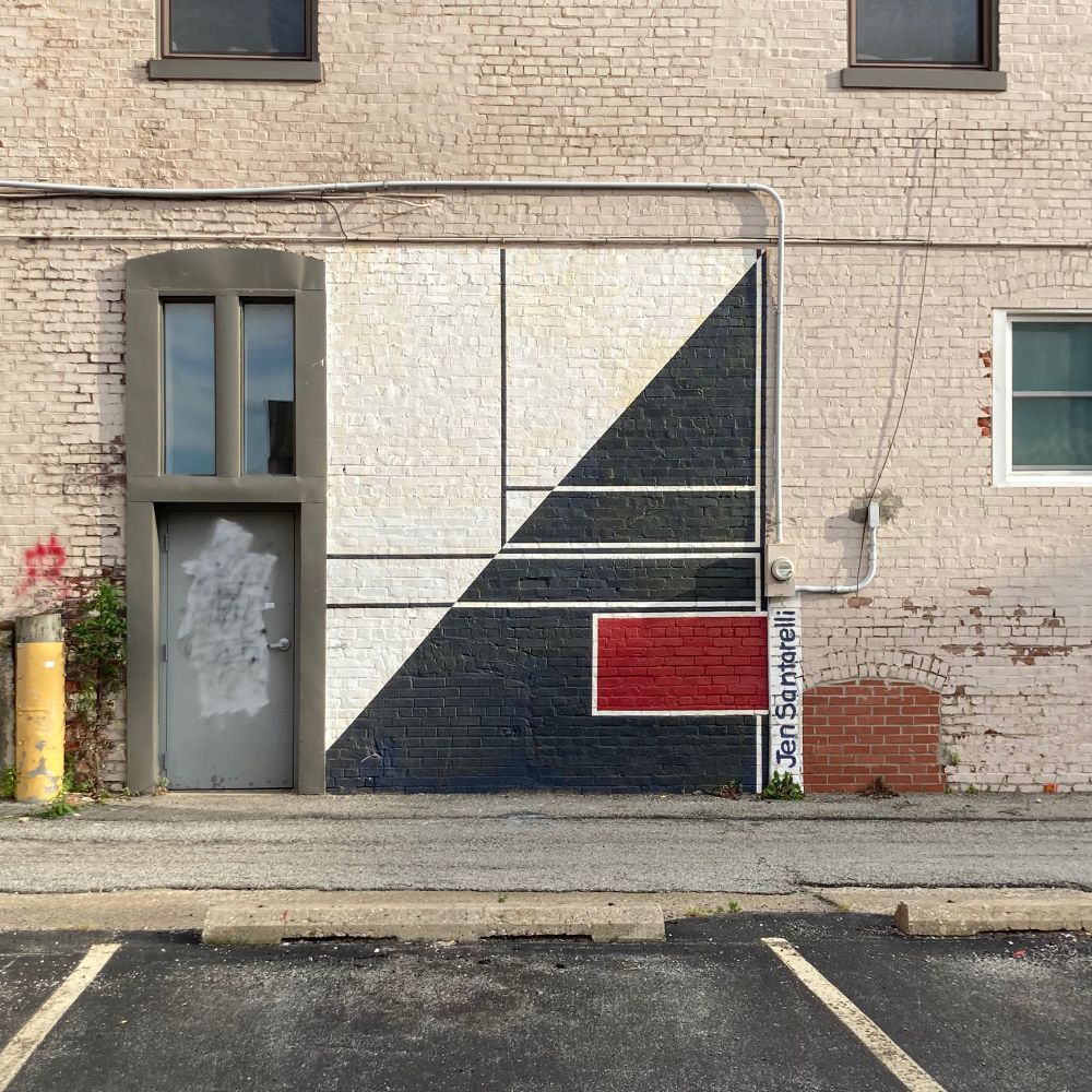 abstract geometric mural painting in downtown Springfield, Illinois