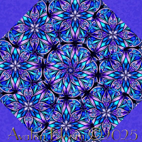Create a Beautiful Kaleidoscope Quilt with Radiant Reflections by Quilting Treasures Fabrics. The beauty of stained glass shines bright in dramatic design and color. The colors are purples, grape, lavender, turquoise, and blue, perfect for kaleidoscope quilting. The fabric pattern is Stained Glass from Radiant Reflections by Dan Morris for Morris and Co. from Quilting Treasures Fabrics  30397-B Color Blue.
Pre-Cut Kaleidoscope Quilt Block Kit Details
Fabric and Design: The finished dimensions for all blocks sewn together is 24 x 32 inches, with each block measuring 8 1/2 inches square when sewn.
High-Quality Material: Our Fast and Easy Blooming Blocks© are cut from 100% cotton fabric, ensuring durability and softness.
Unique Kaleidoscope Effect: Each block in the pre-cut kaleidoscope quilt block kit will be uniquely different due to the layering of the fabric in exact repeats. This creates a stunning kaleidoscope effect by precisely rotary cutting them.