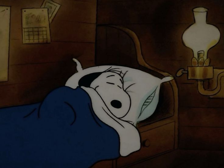 snoopy snug as a bug in a rug in bed with a blue blanket 