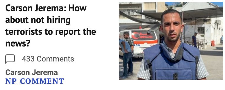 Carson Jerema: How about not hiring terrorists to report the news?