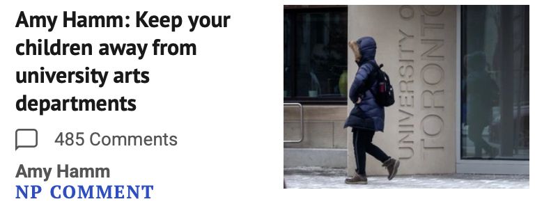 Amy Hamm: Keep your children away from university arts departments